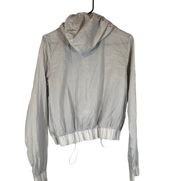 Fabletics Gray Nylon Mesh Long Sleeve Hooded Athletic Full Zip Jacket Women Sz S - Picture 2 of 8